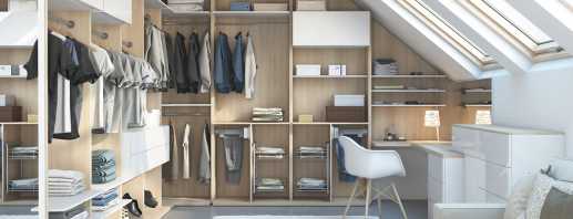 How to arrange a dressing room in the attic