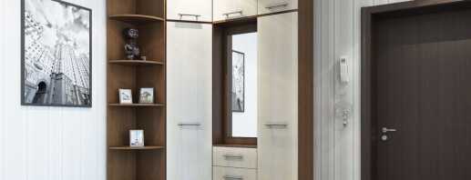 Options for corner cabinets for the hallway, photo models