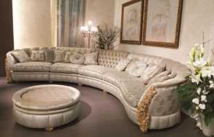 The nuances of placing a semicircular sofa in the interior, selection criteria