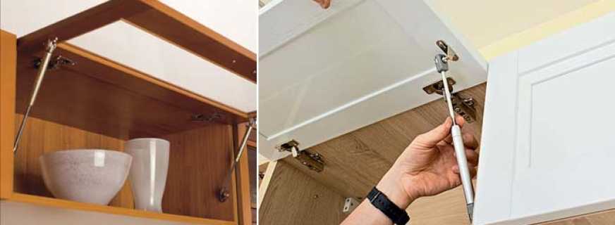 Features gas lifts for the kitchen cabinet, an overview of models