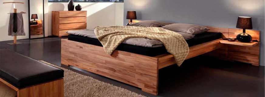 Avantages d'un lit double en bois, caractéristiques de conception et tailles