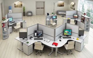 Optionen für Büromöbel, Modelle für Mitarbeiter