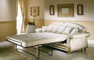 Three-section sofas French folding bed, pluses and minuses of the model