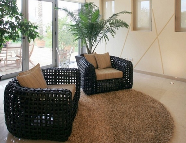 Wicker furniture in an eco interior