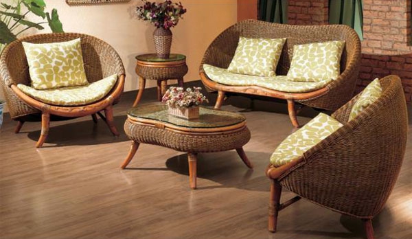 Stylish wicker furniture in the interior