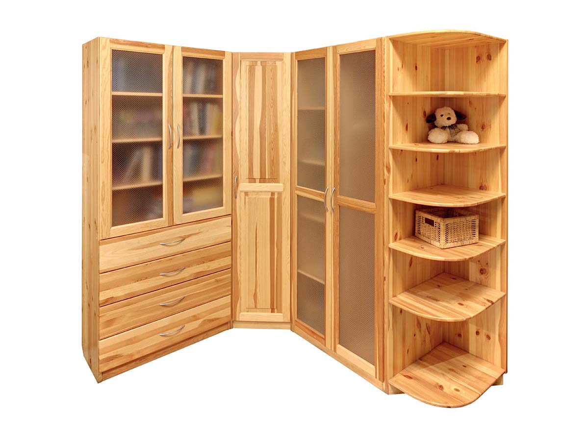Corner wardrobe made of pine