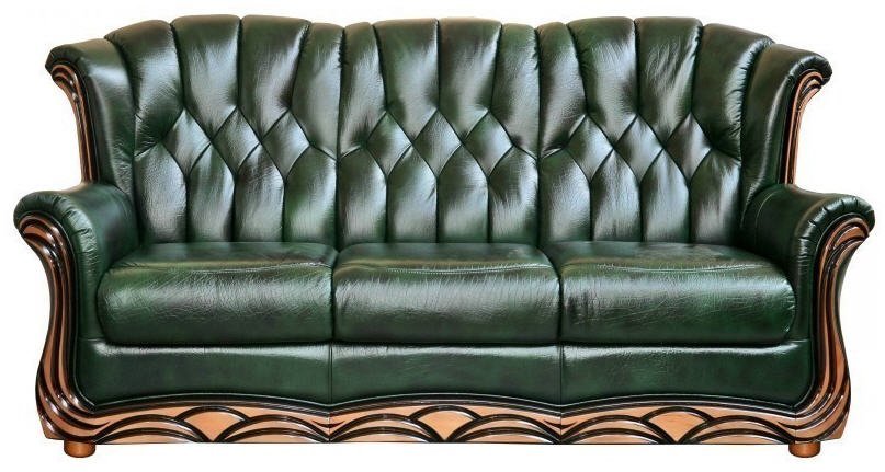 Green genuine leather sofa