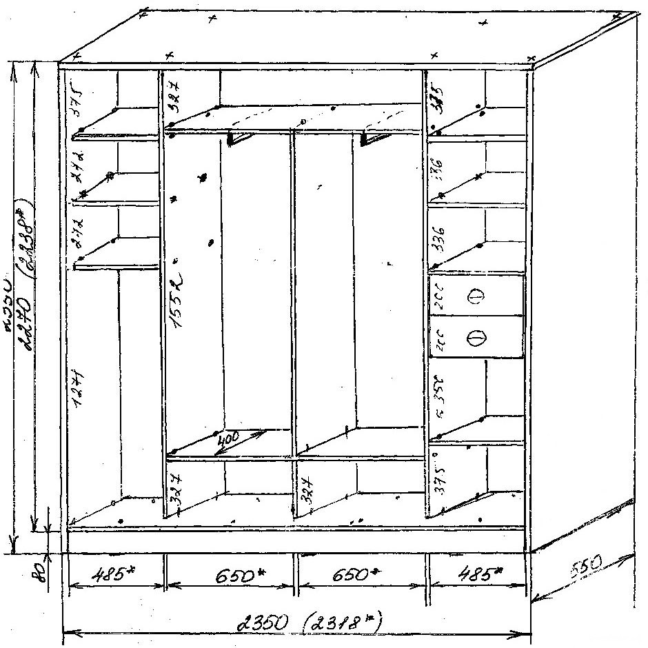Drawings of cabinets