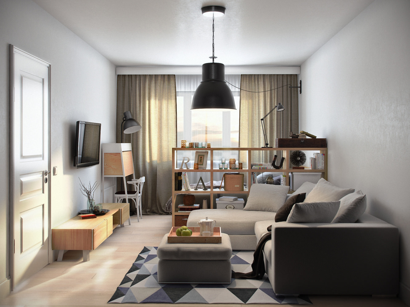 Design of a one-room small apartment
