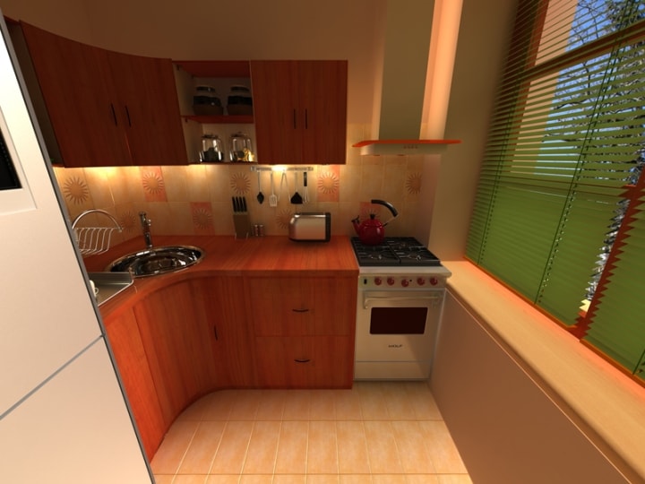 The corner kitchen set in odnushka