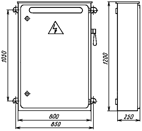 Overall, installation and mounting dimensions of cabinets
