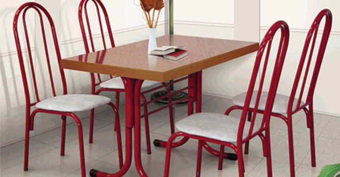 Red stylish chairs for the dining area