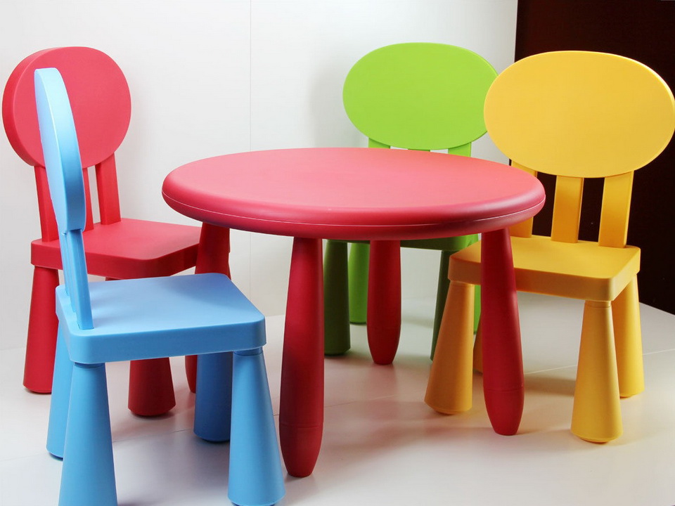 Set of children's furniture made of plastic