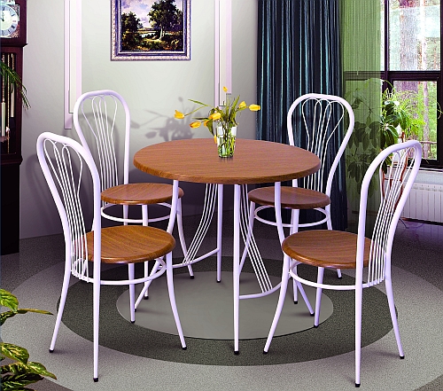 Dining group, furniture on a metal frame