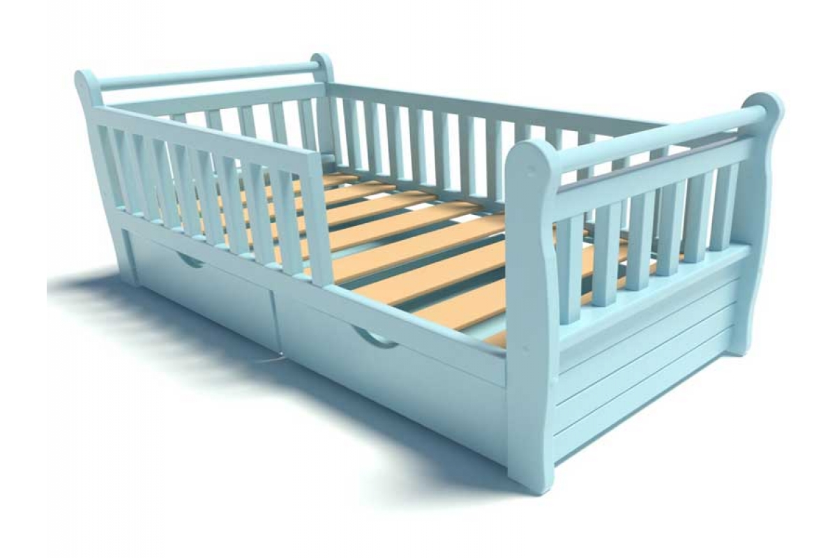 Children's bed ottoman blue
