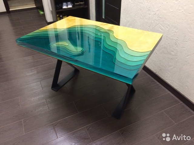 Epoxy and wood designer table