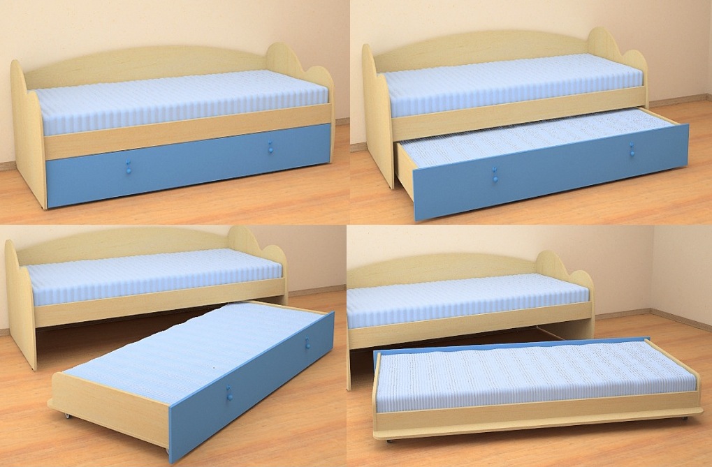 Blue shades of an ottoman bed
