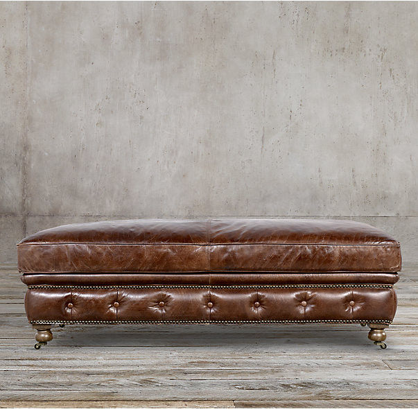 Original leather ottoman