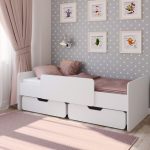 Bright bed with drawers for linen