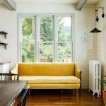 Yellow sofa in the kitchen